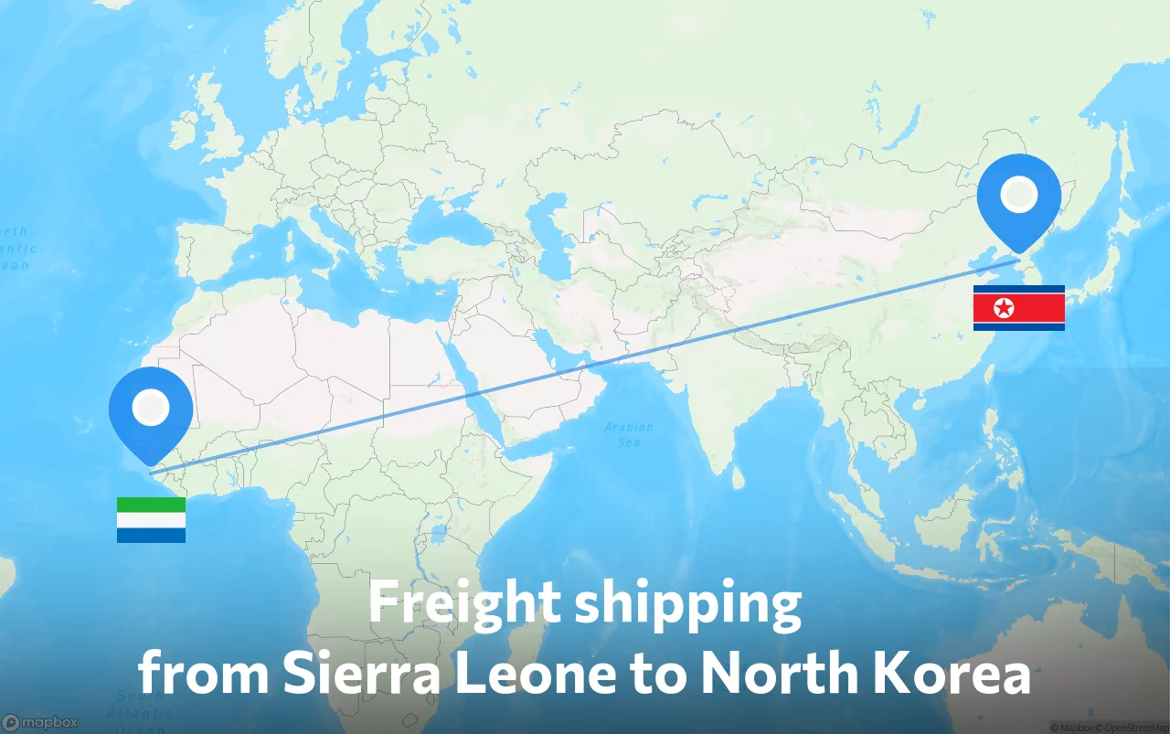 Shipping route from Sierra Leone to North Korea