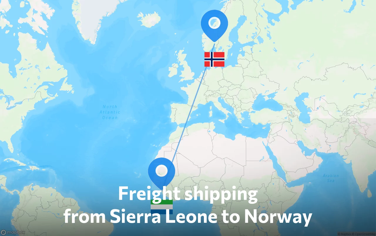 Shipping route from Sierra Leone to Norway
