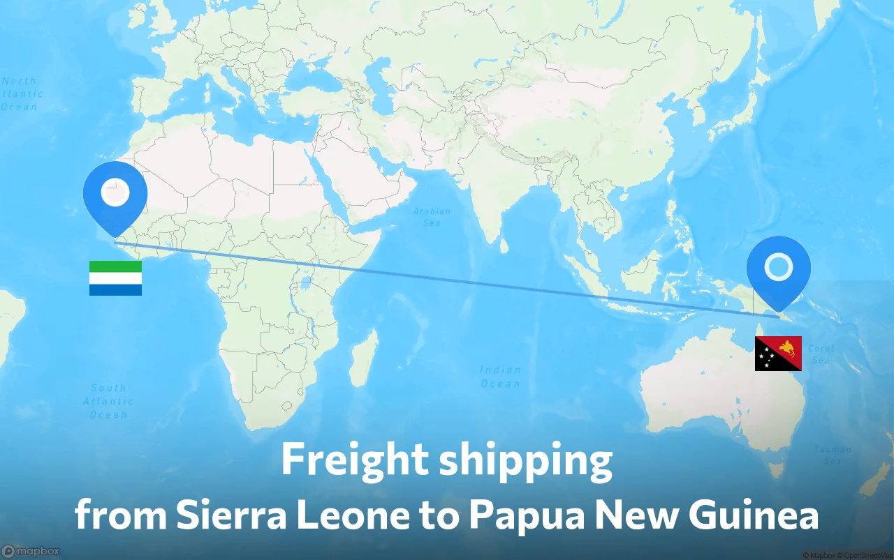 Shipping route from Sierra Leone to Papua New Guinea