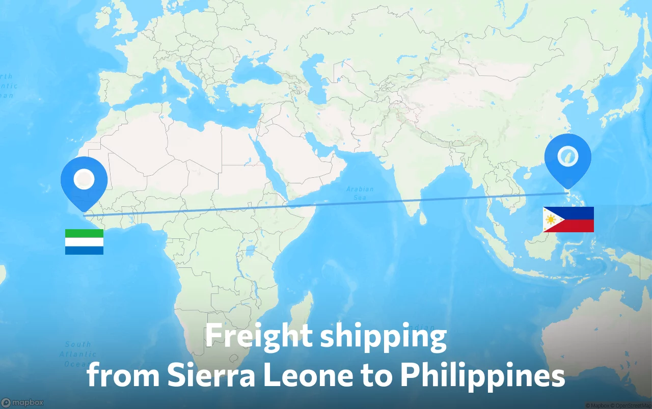 Shipping route from Sierra Leone to Philippines