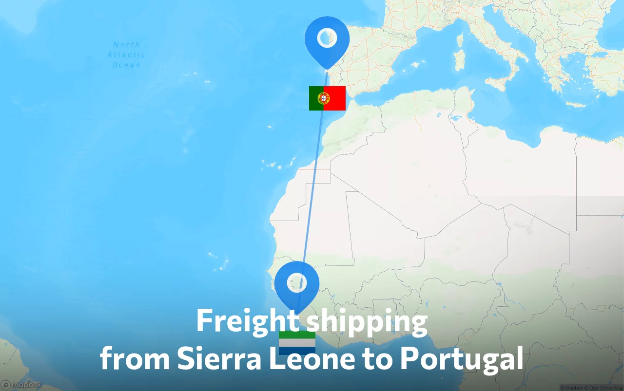 Shipping route from Sierra Leone to Portugal