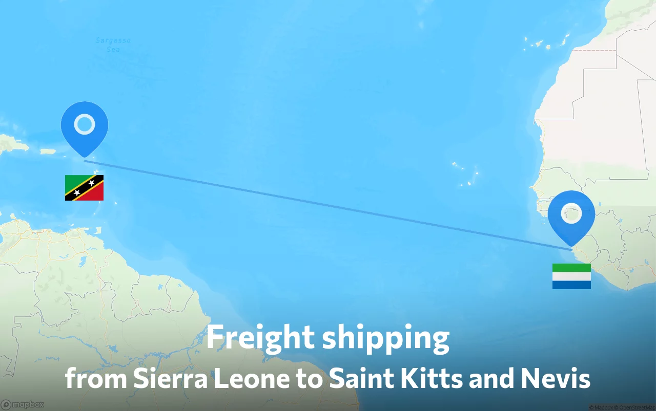 Shipping route from Sierra Leone to Saint Kitts and Nevis