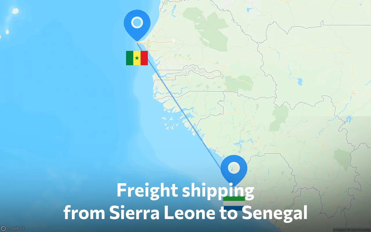 Shipping route from Sierra Leone to Senegal
