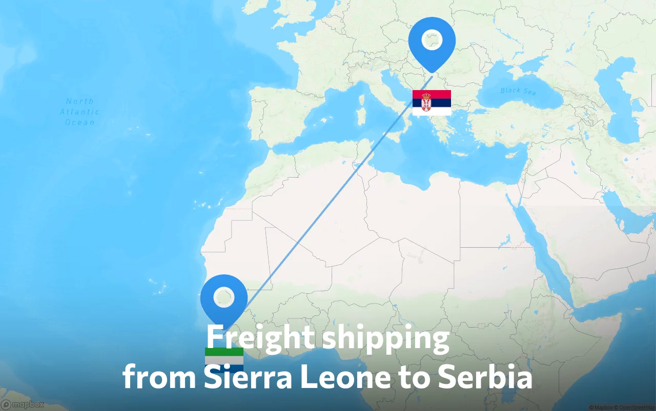 Shipping route from Sierra Leone to Serbia