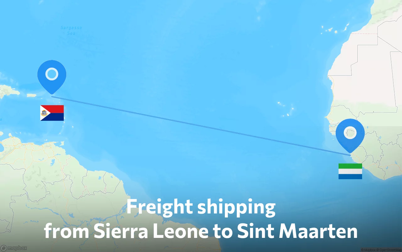Shipping route from Sierra Leone to Sint Maarten