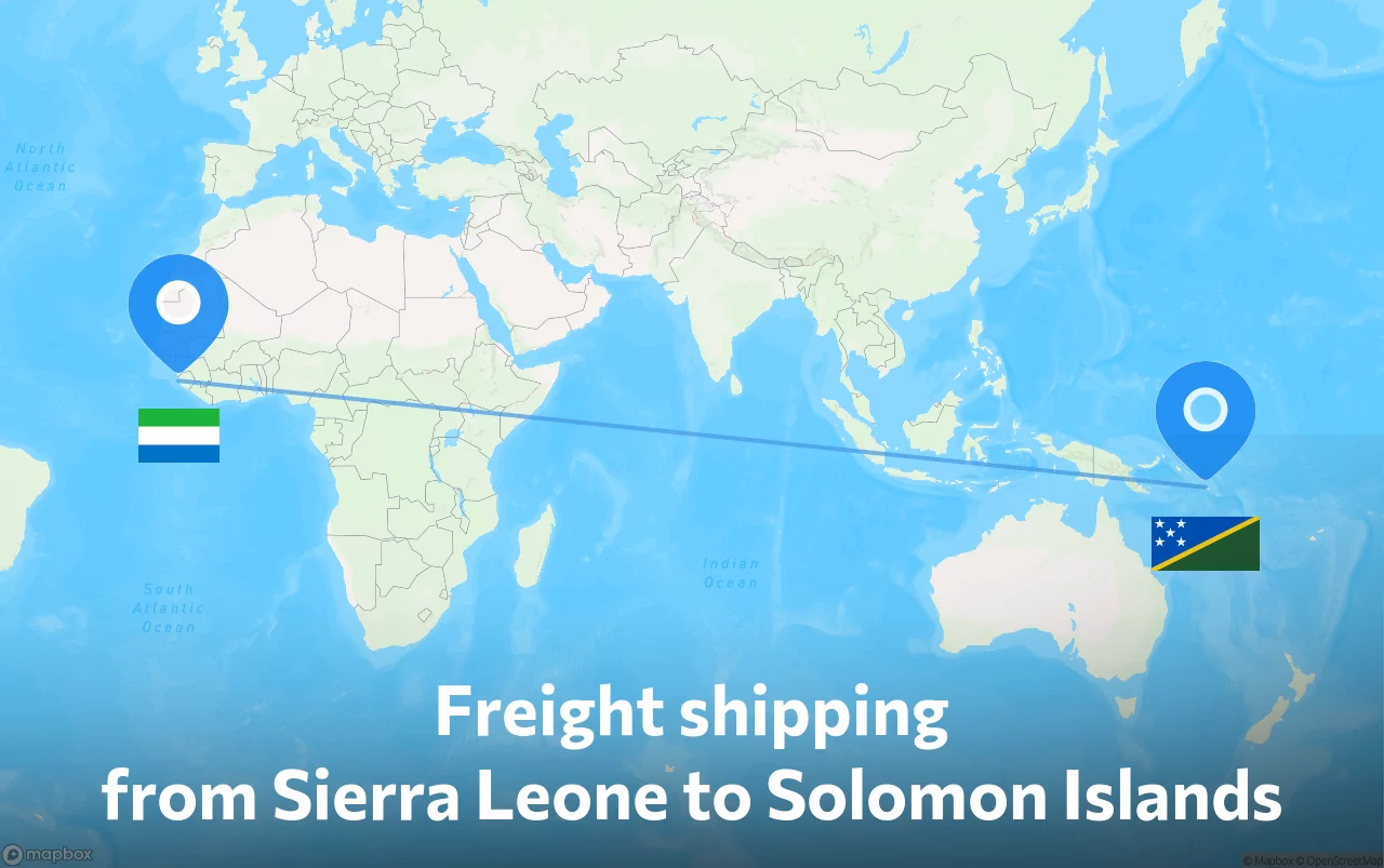 Shipping route from Sierra Leone to Solomon Islands
