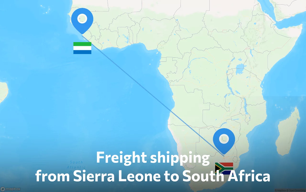 Shipping route from Sierra Leone to South Africa