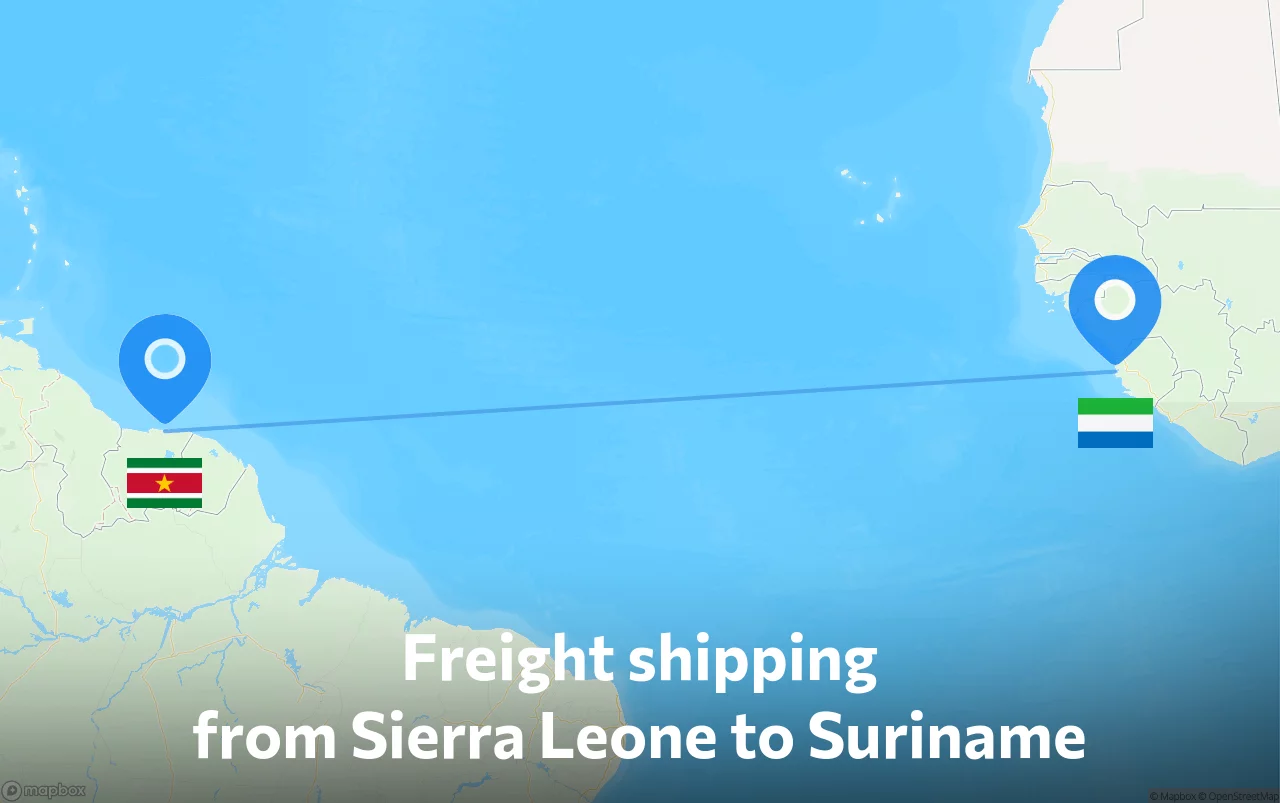 Shipping route from Sierra Leone to Suriname