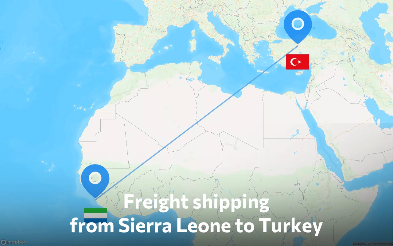 Shipping route from Sierra Leone to Turkey