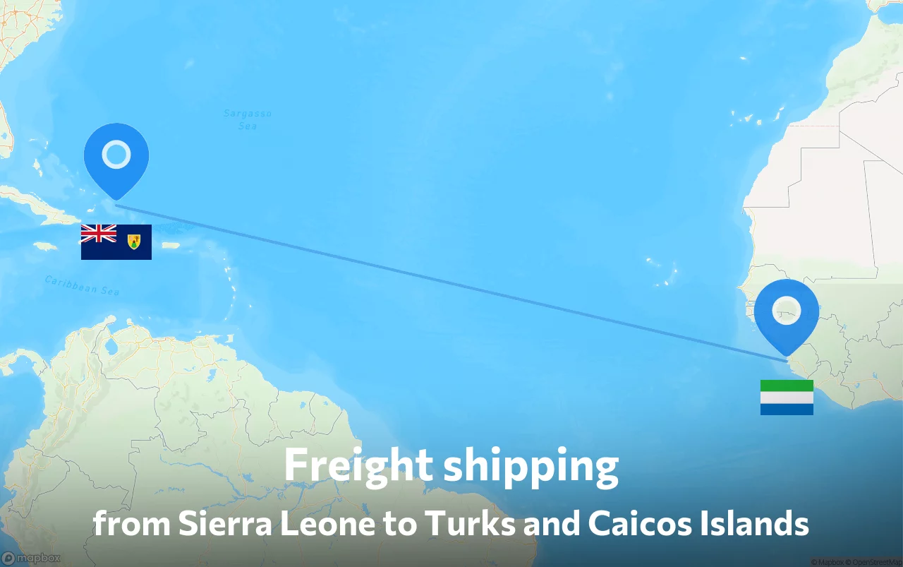 Shipping route from Sierra Leone to Turks and Caicos Islands