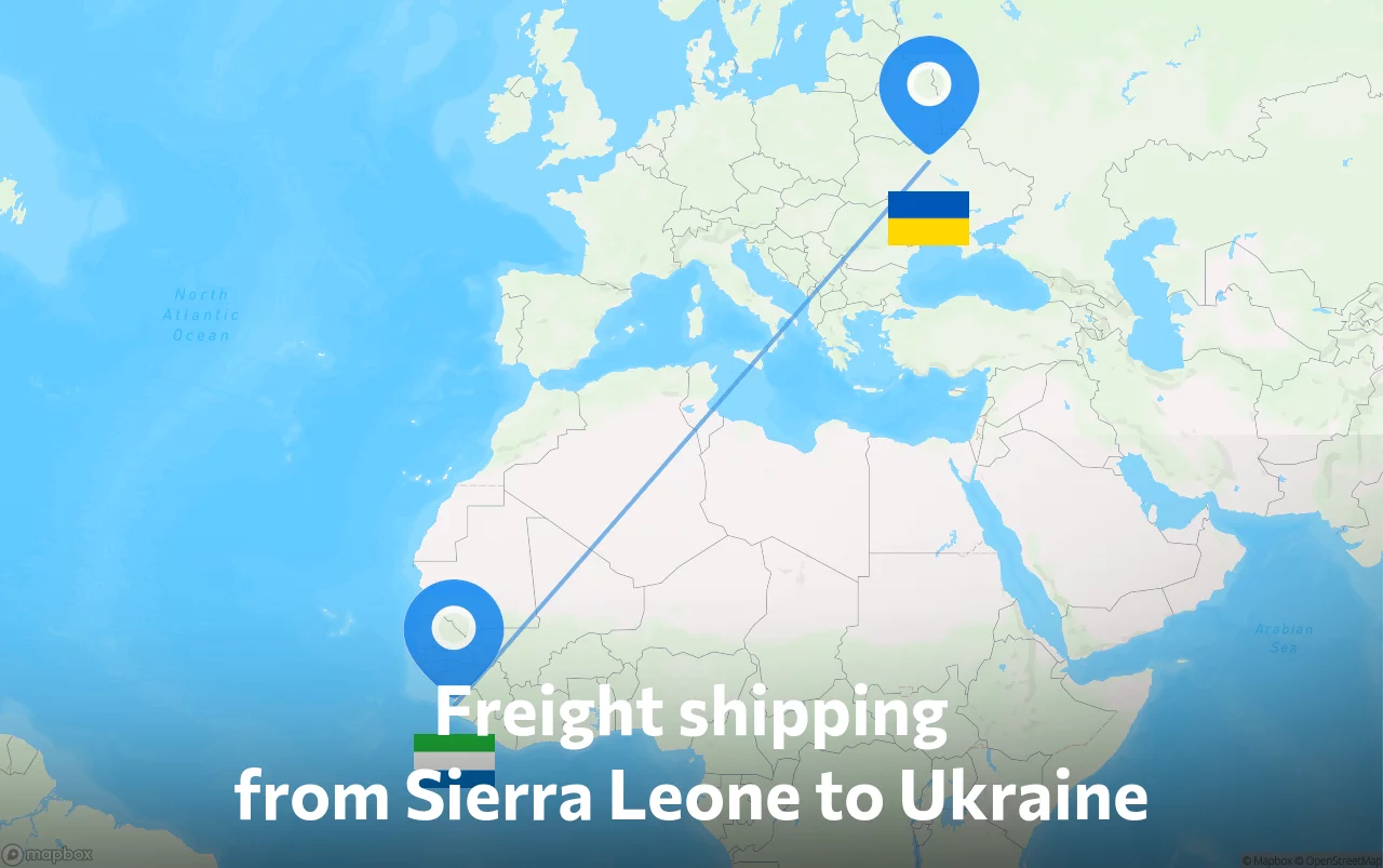 Shipping route from Sierra Leone to Ukraine