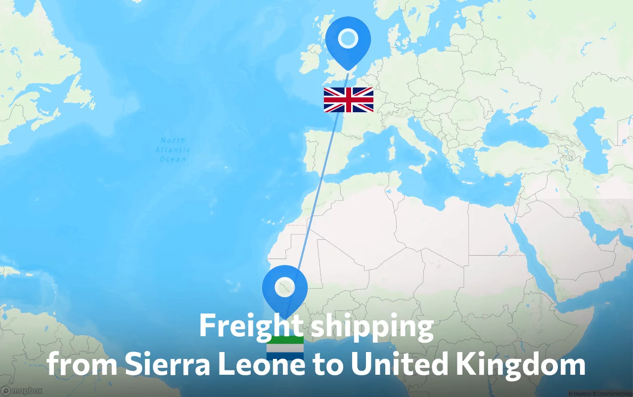 Shipping route from Sierra Leone to United Kingdom
