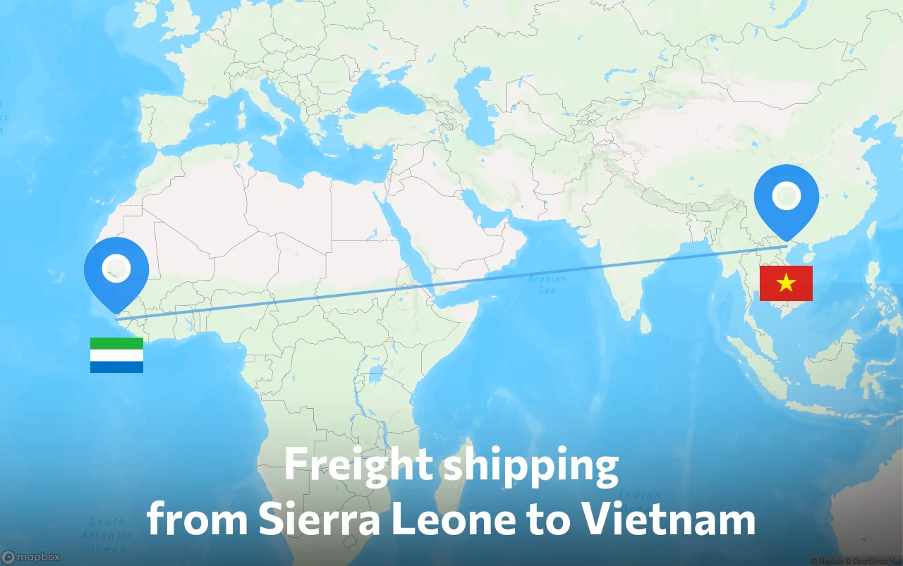 Shipping route from Sierra Leone to Vietnam