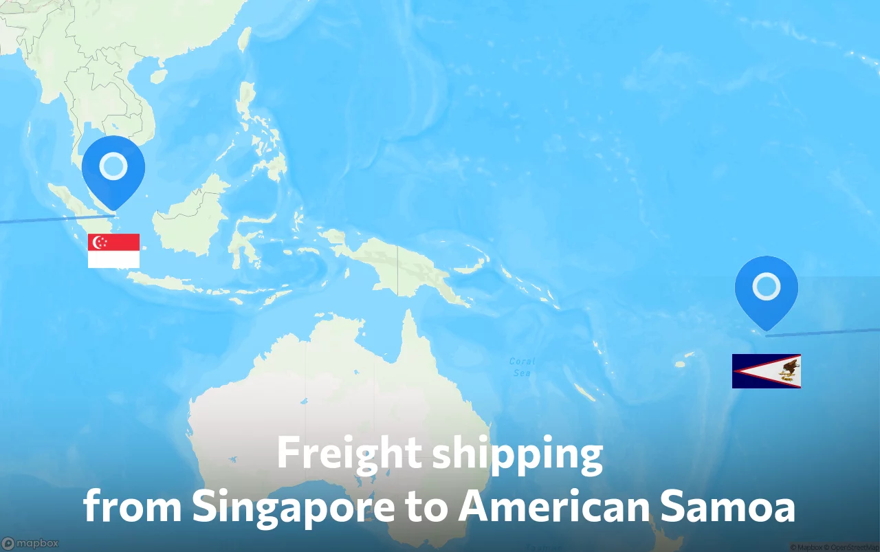 Shipping route from Singapore to American Samoa