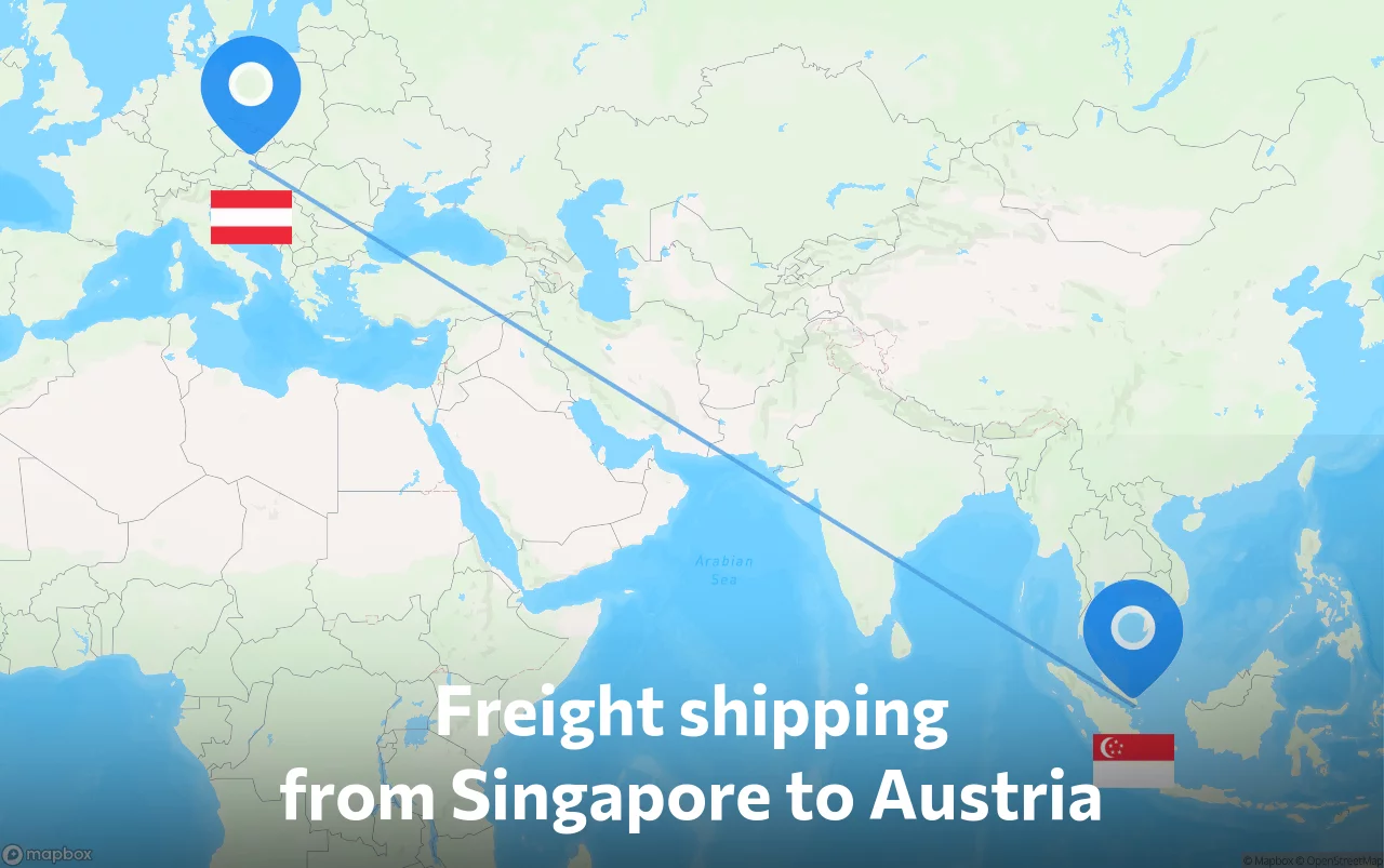 Shipping route from Singapore to Austria