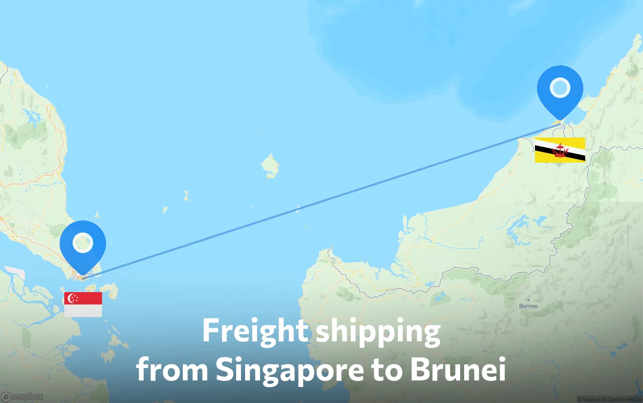 Shipping route from Singapore to Brunei
