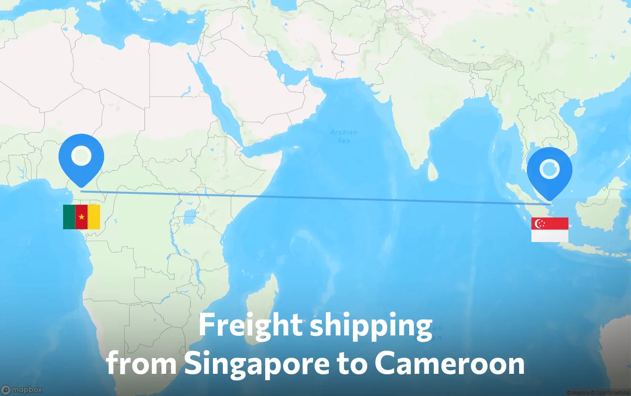 Shipping route from Singapore to Cameroon