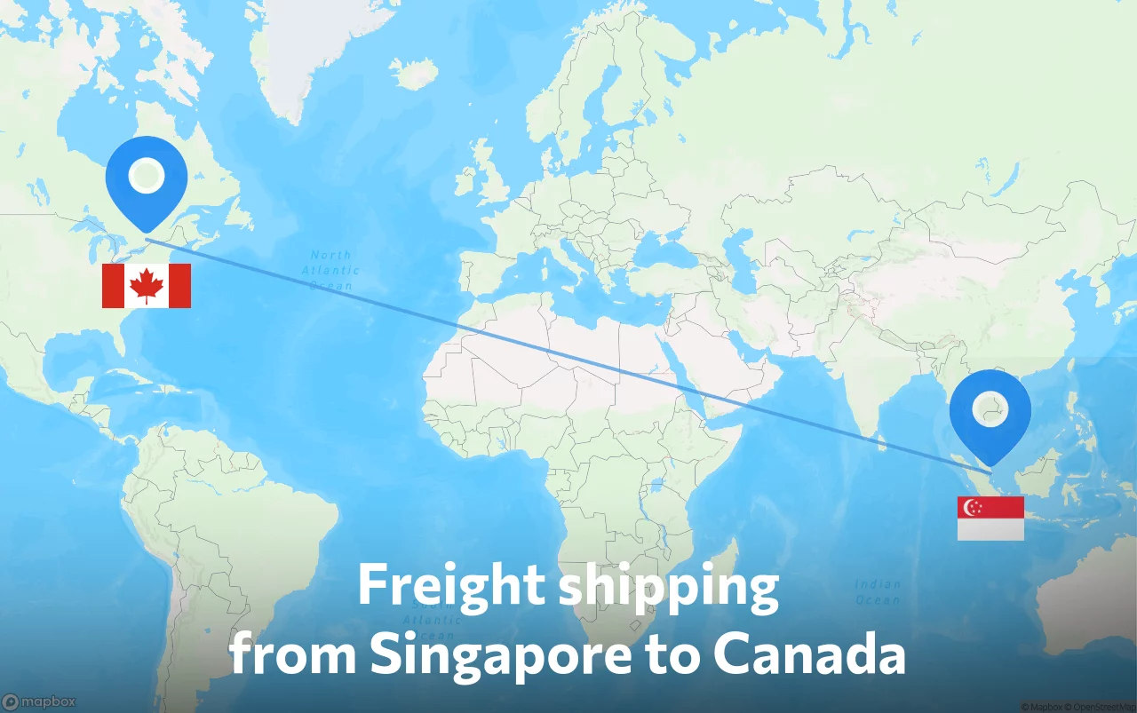 Shipping route from Singapore to Canada