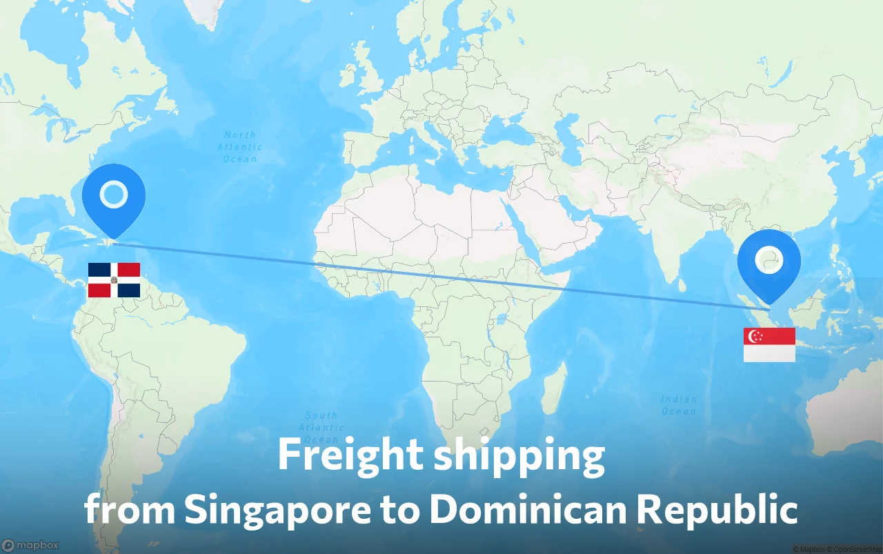 Shipping route from Singapore to Dominican Republic
