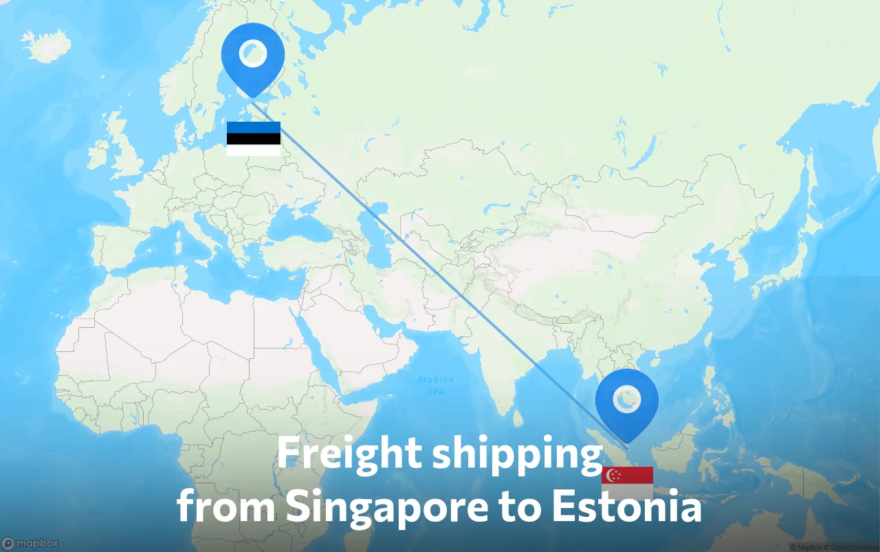 Shipping route from Singapore to Estonia