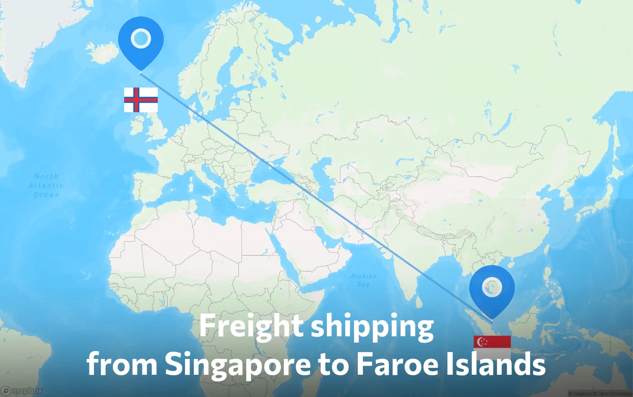 Shipping route from Singapore to Faroe Islands