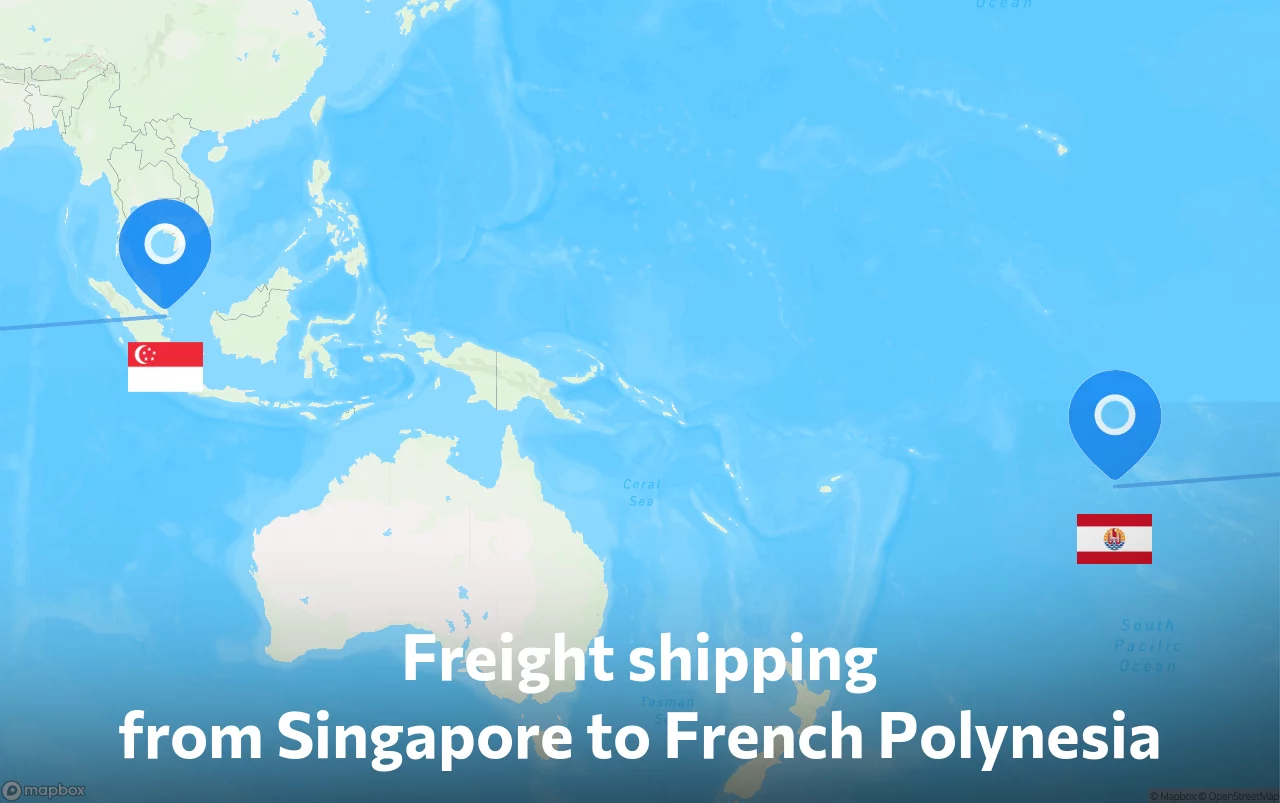 Shipping route from Singapore to French Polynesia