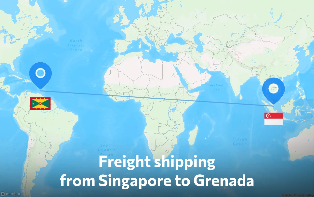 Shipping route from Singapore to Grenada