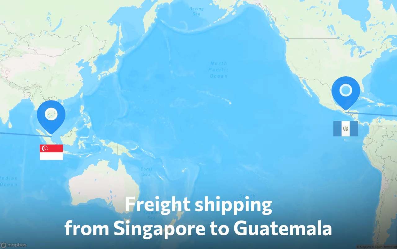 Shipping route from Singapore to Guatemala