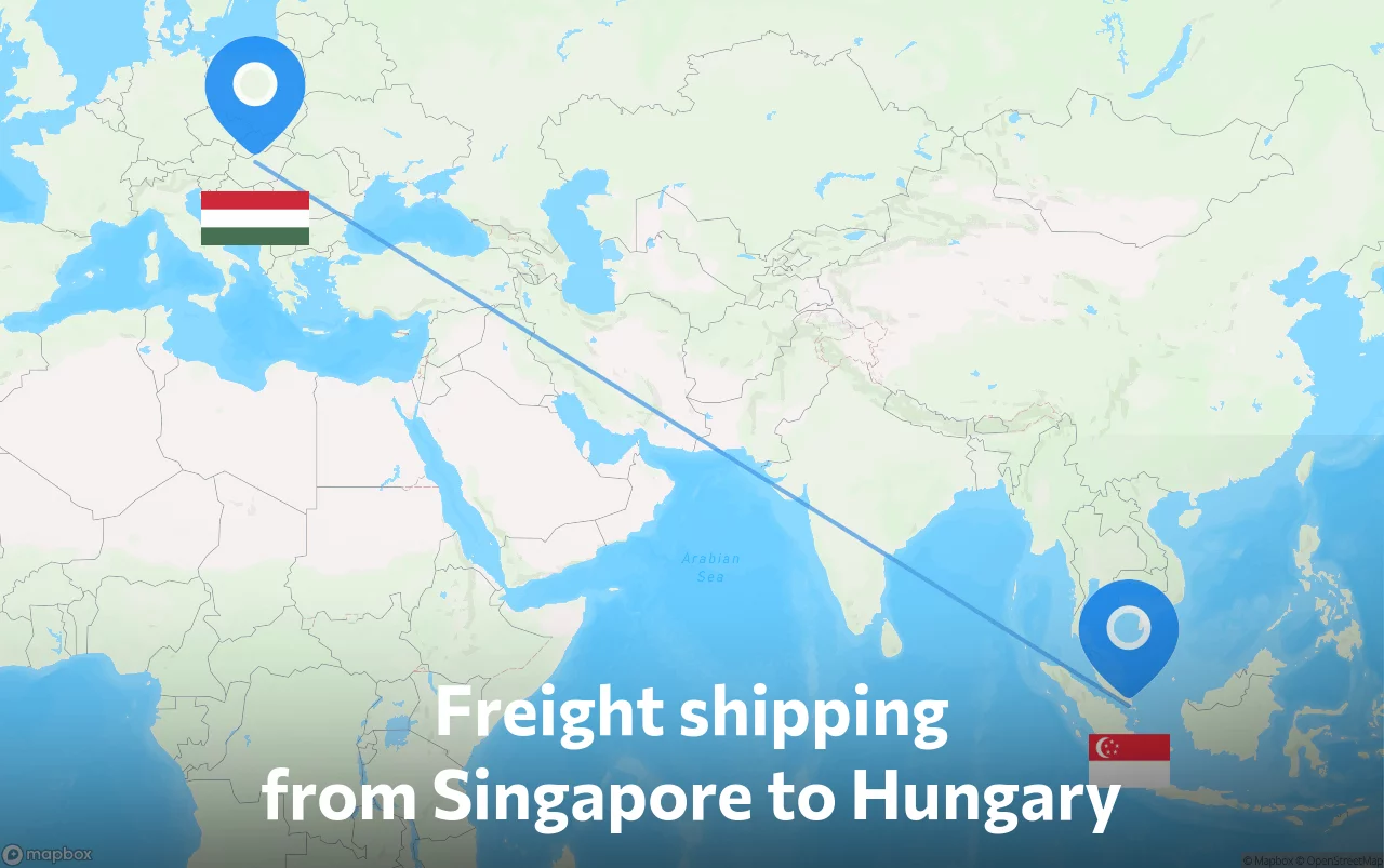 Shipping route from Singapore to Hungary