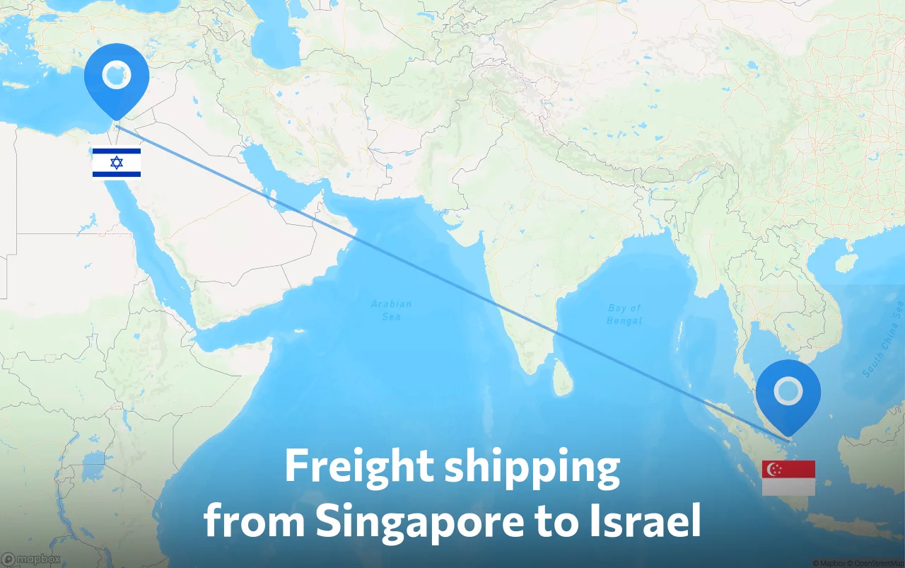 Shipping route from Singapore to Israel