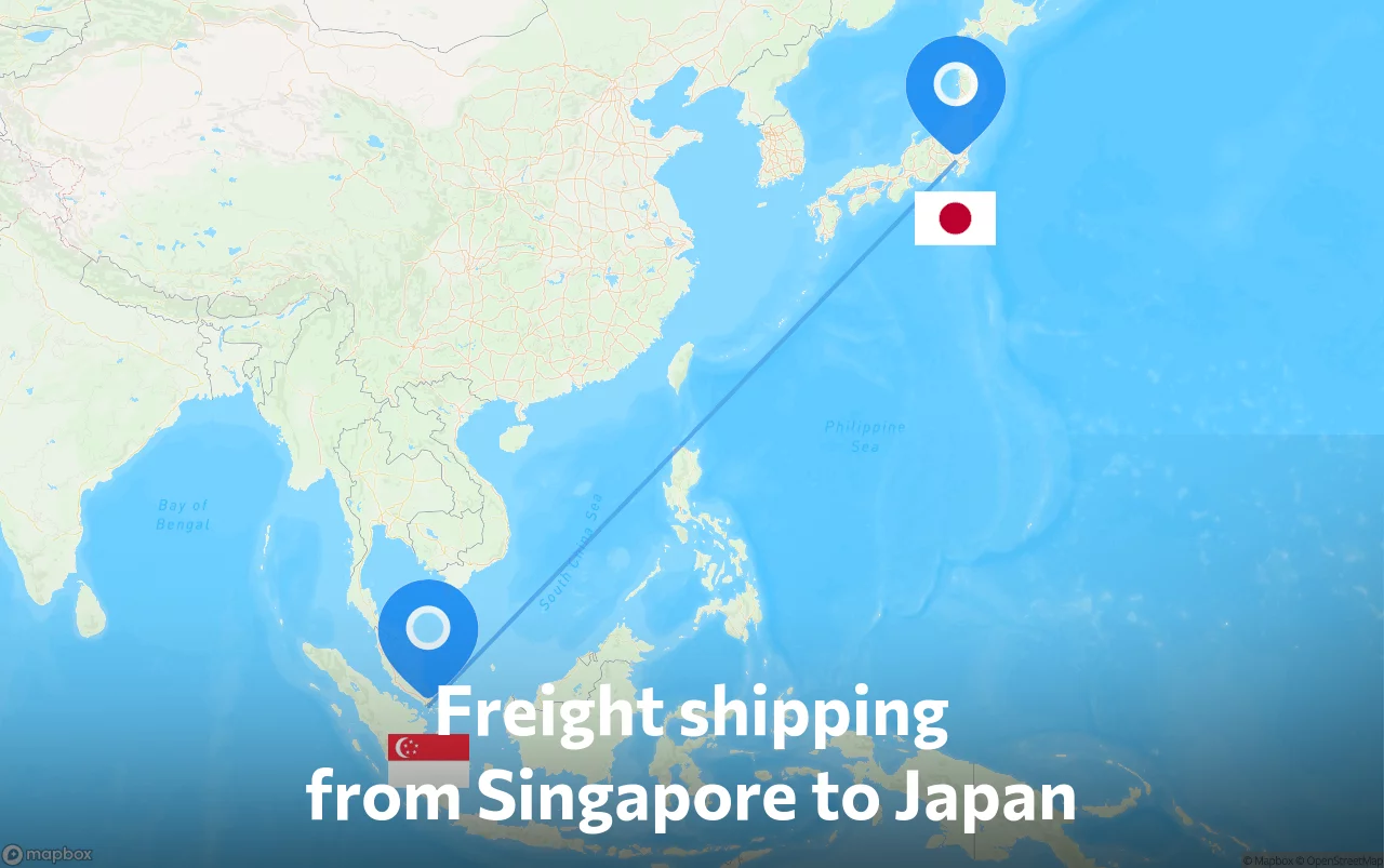 Shipping route from Singapore to Japan