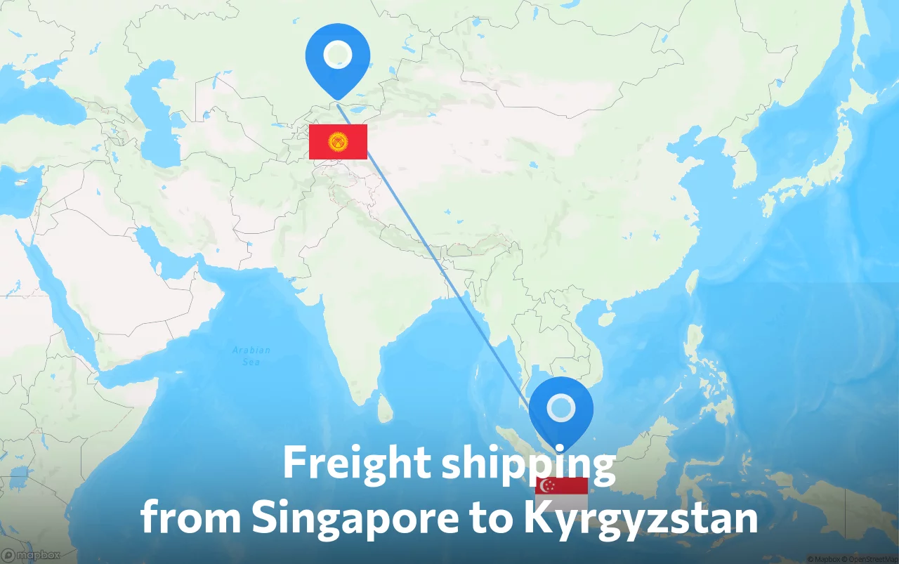 Shipping route from Singapore to Kyrgyzstan