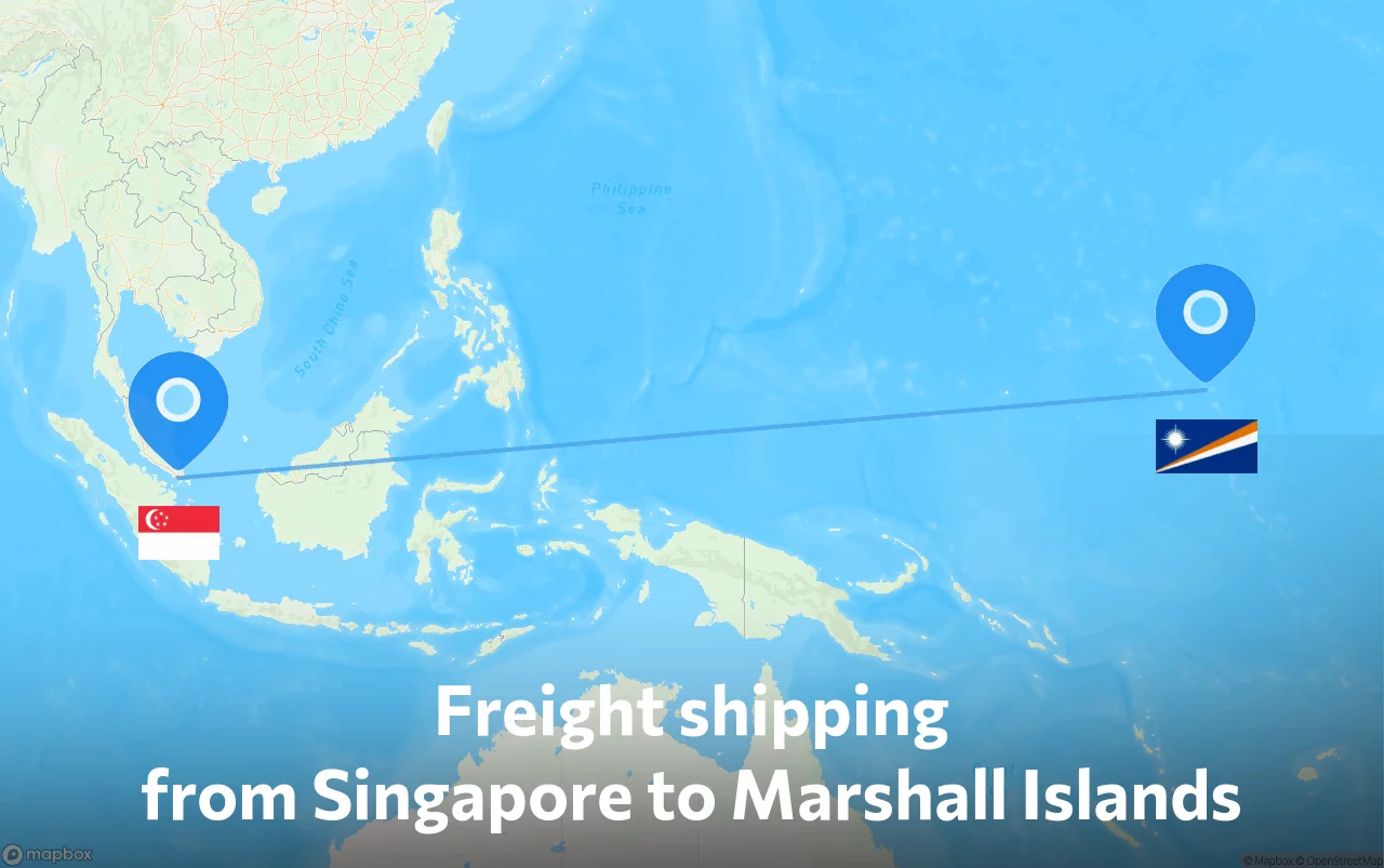 Shipping route from Singapore to Marshall Islands