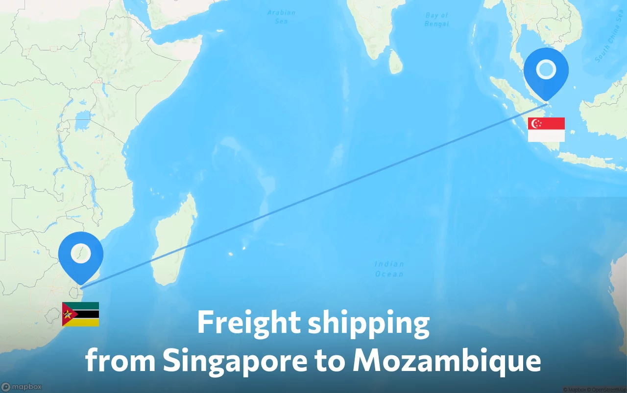 Shipping route from Singapore to Mozambique