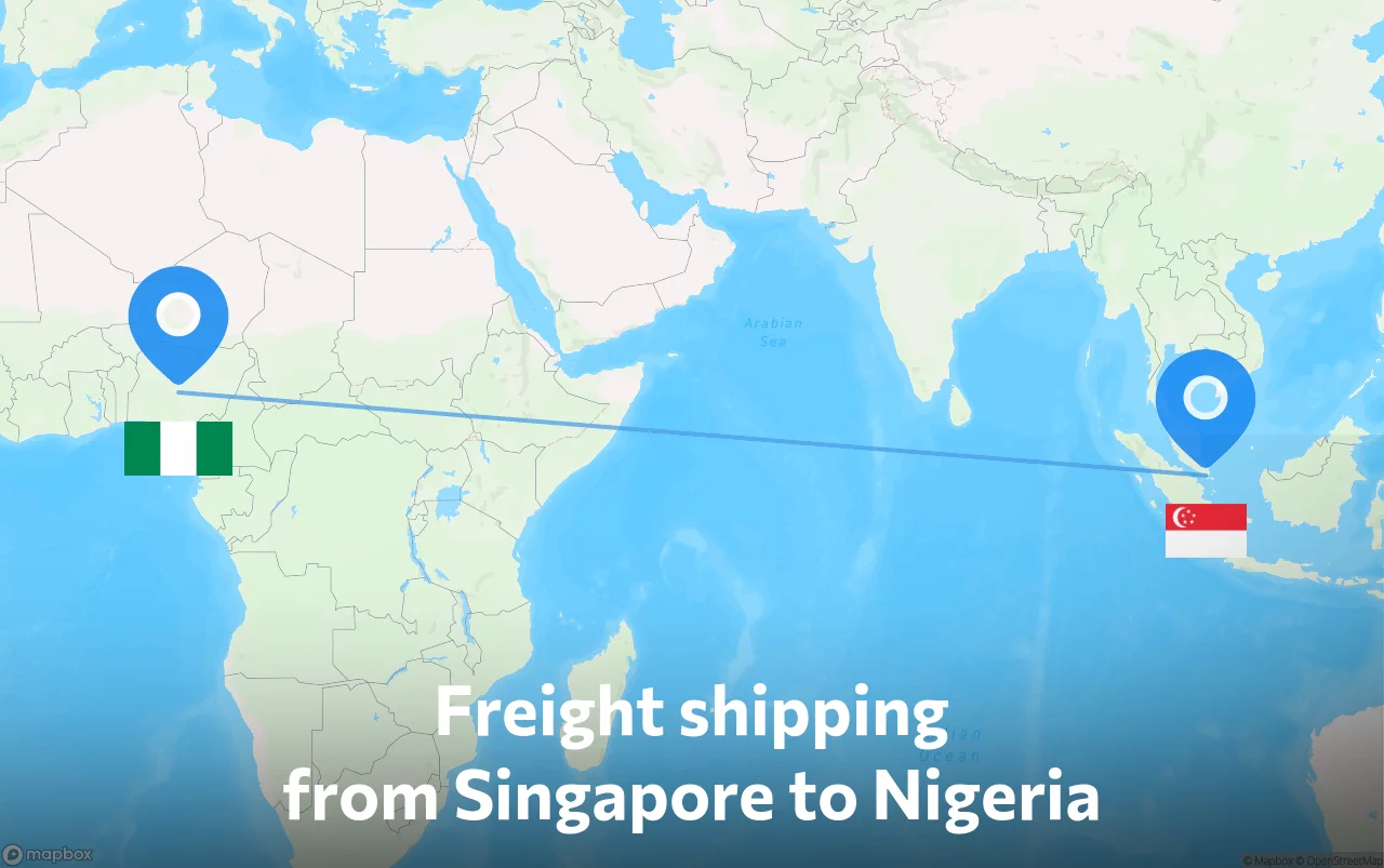 Shipping route from Singapore to Nigeria