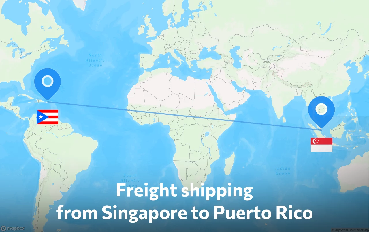 Shipping route from Singapore to Puerto Rico
