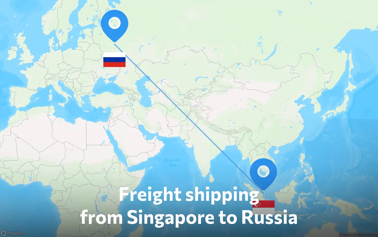 Shipping route from Singapore to Russia