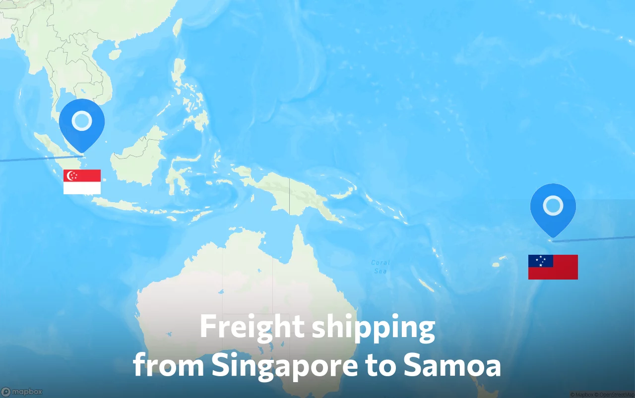 Shipping route from Singapore to Samoa