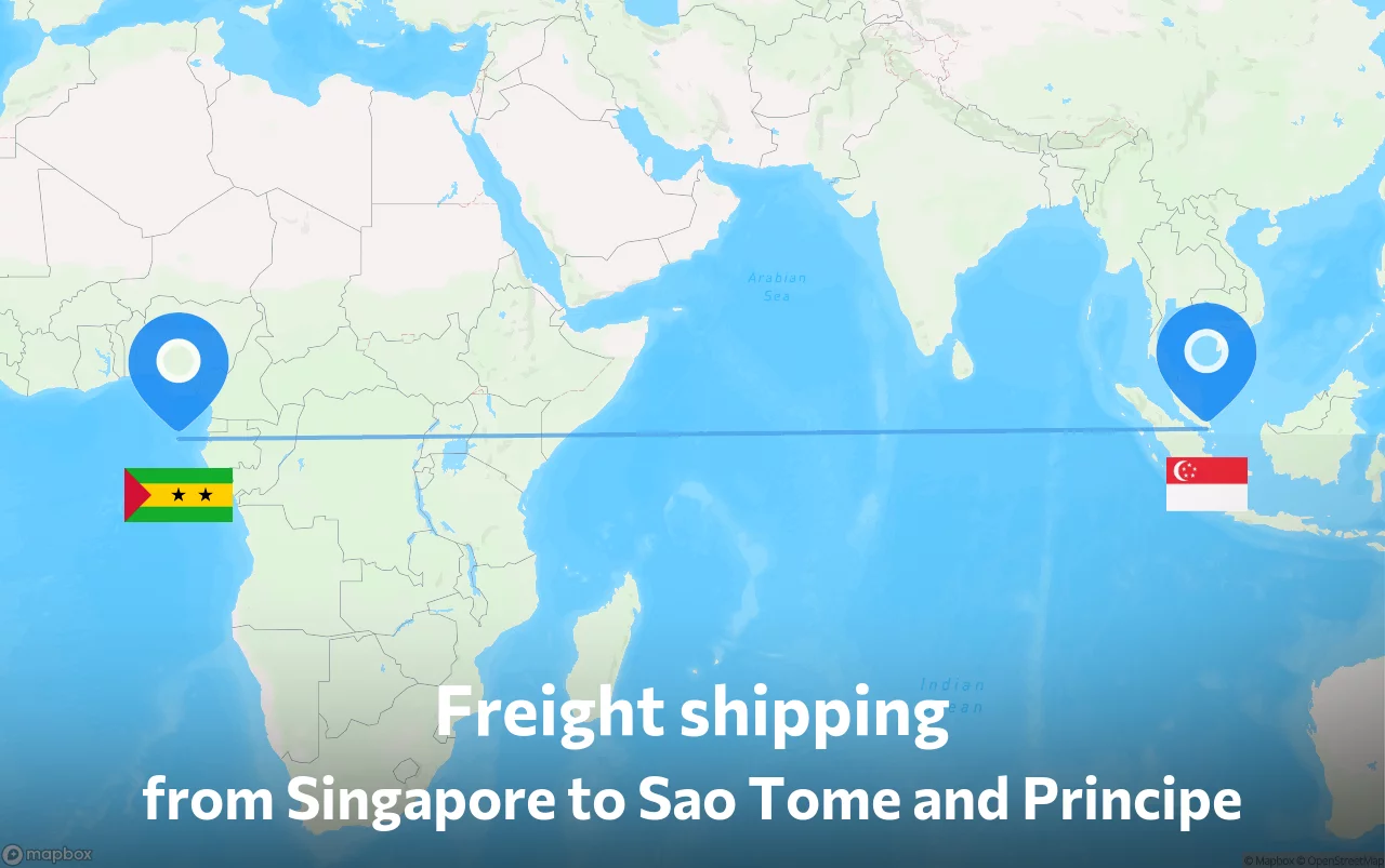 Shipping route from Singapore to Sao Tome and Principe