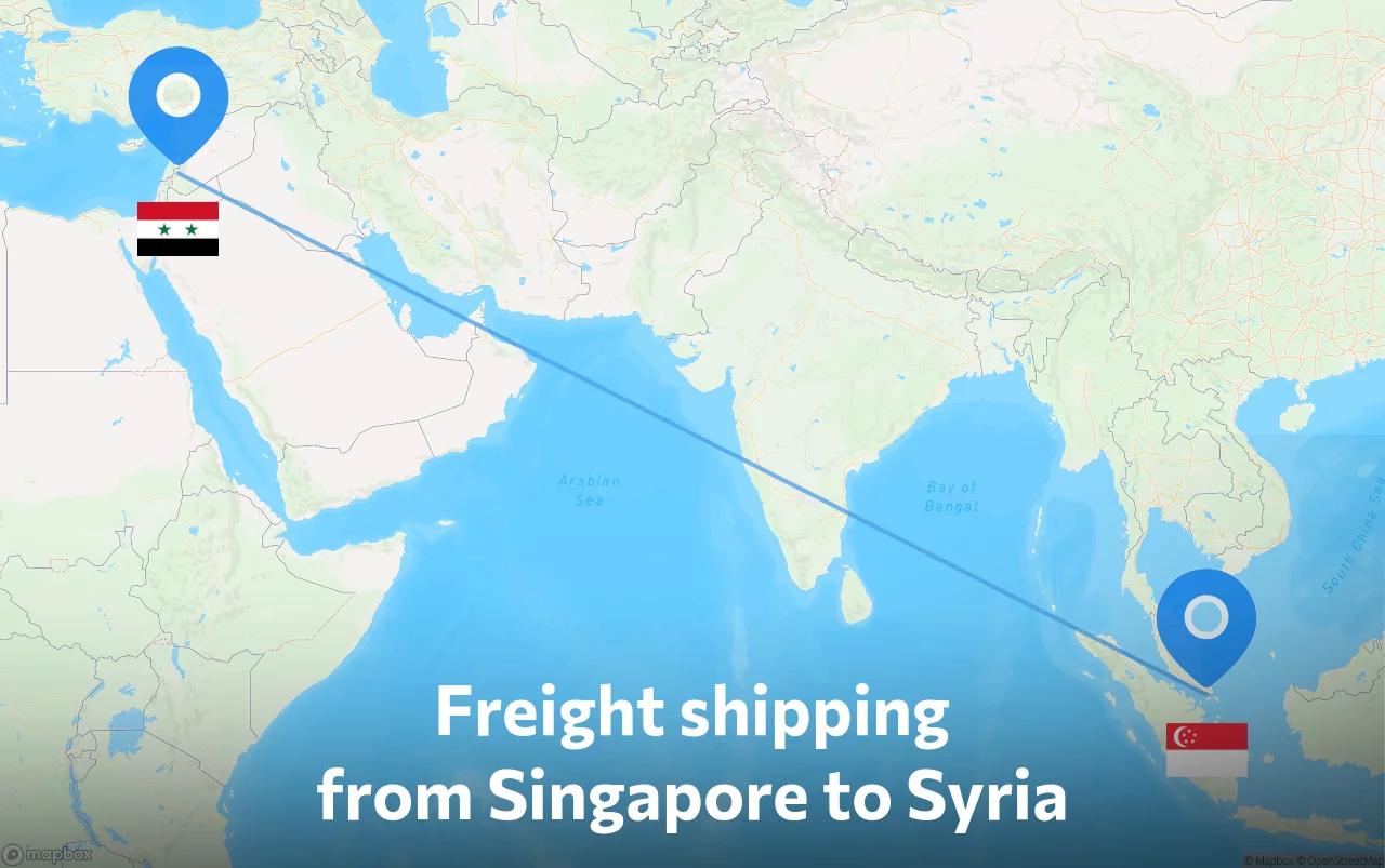 Shipping route from Singapore to Syria