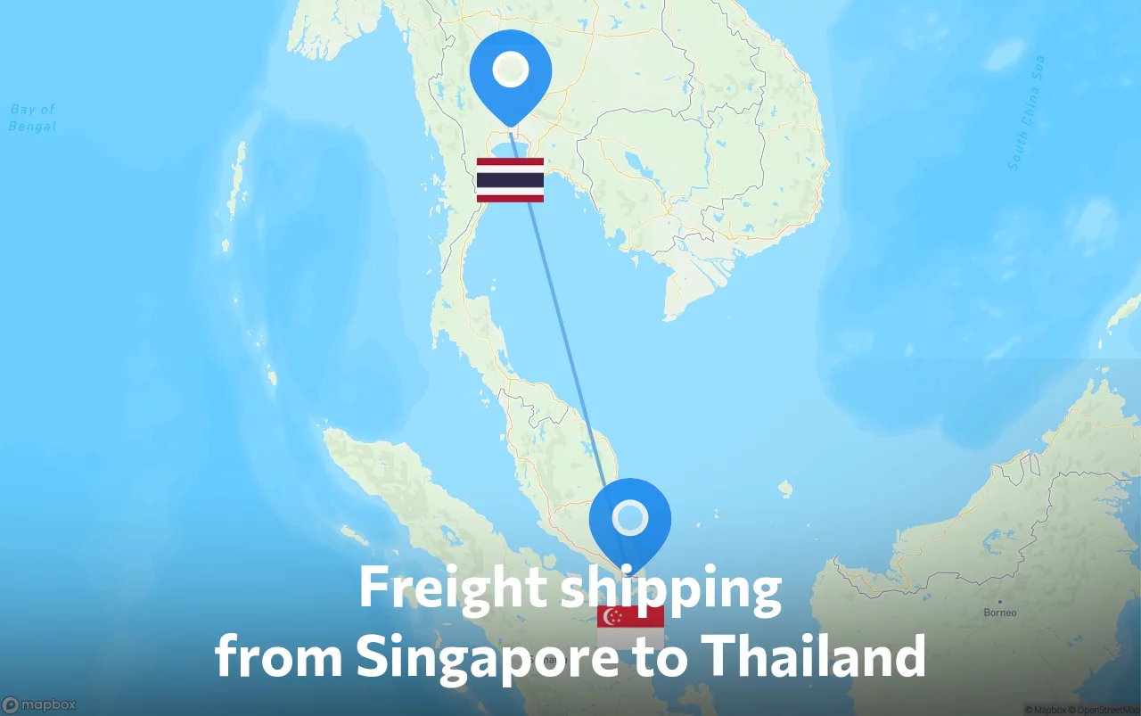 Shipping route from Singapore to Thailand