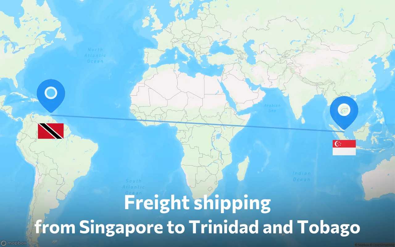 Shipping route from Singapore to Trinidad and Tobago