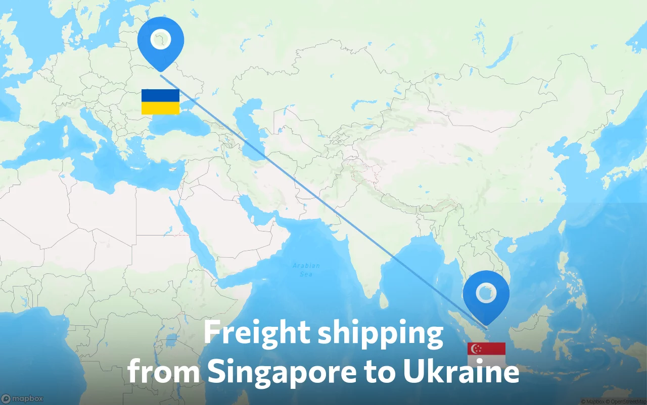 Shipping route from Singapore to Ukraine