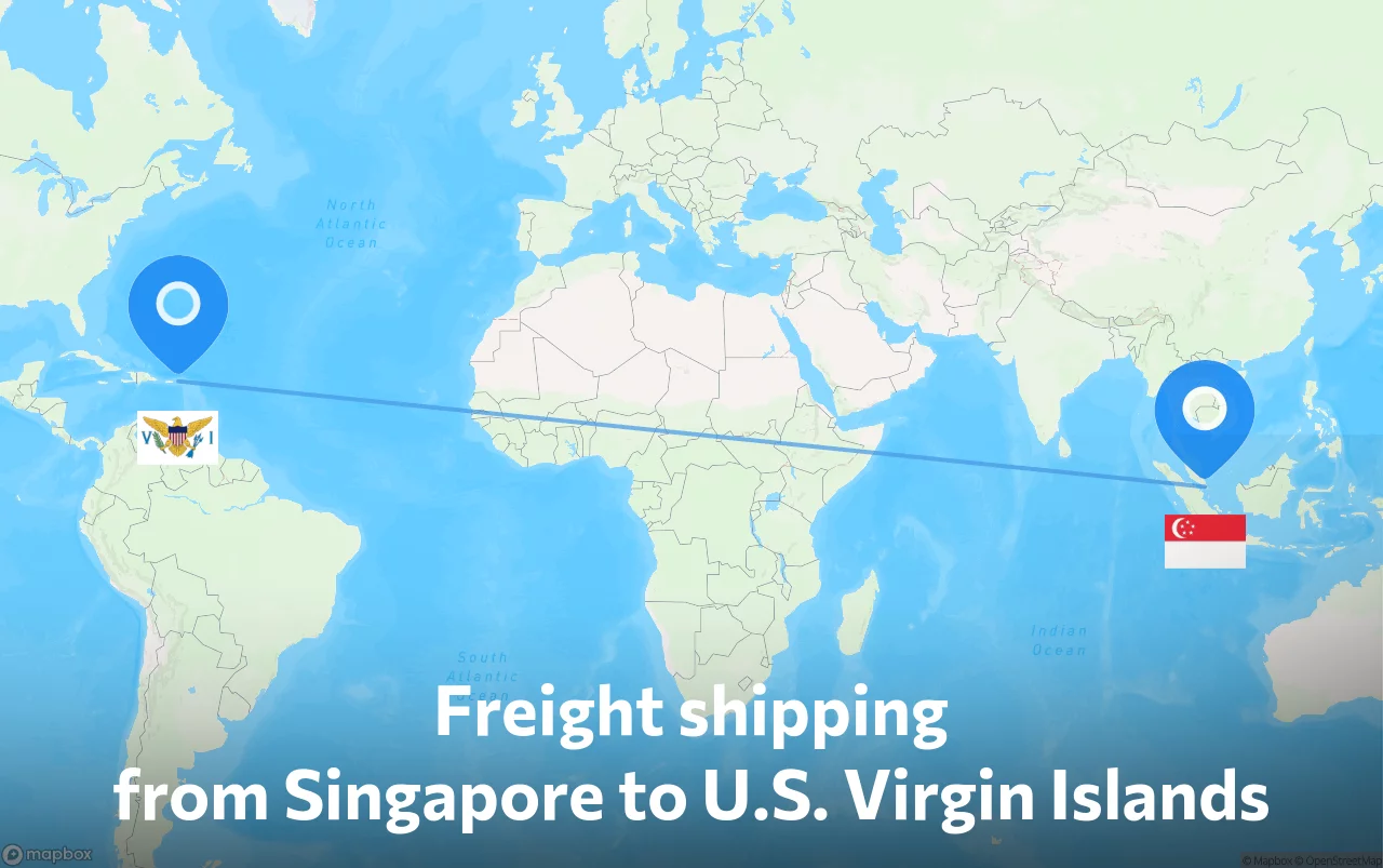 Shipping route from Singapore to U.S. Virgin Islands