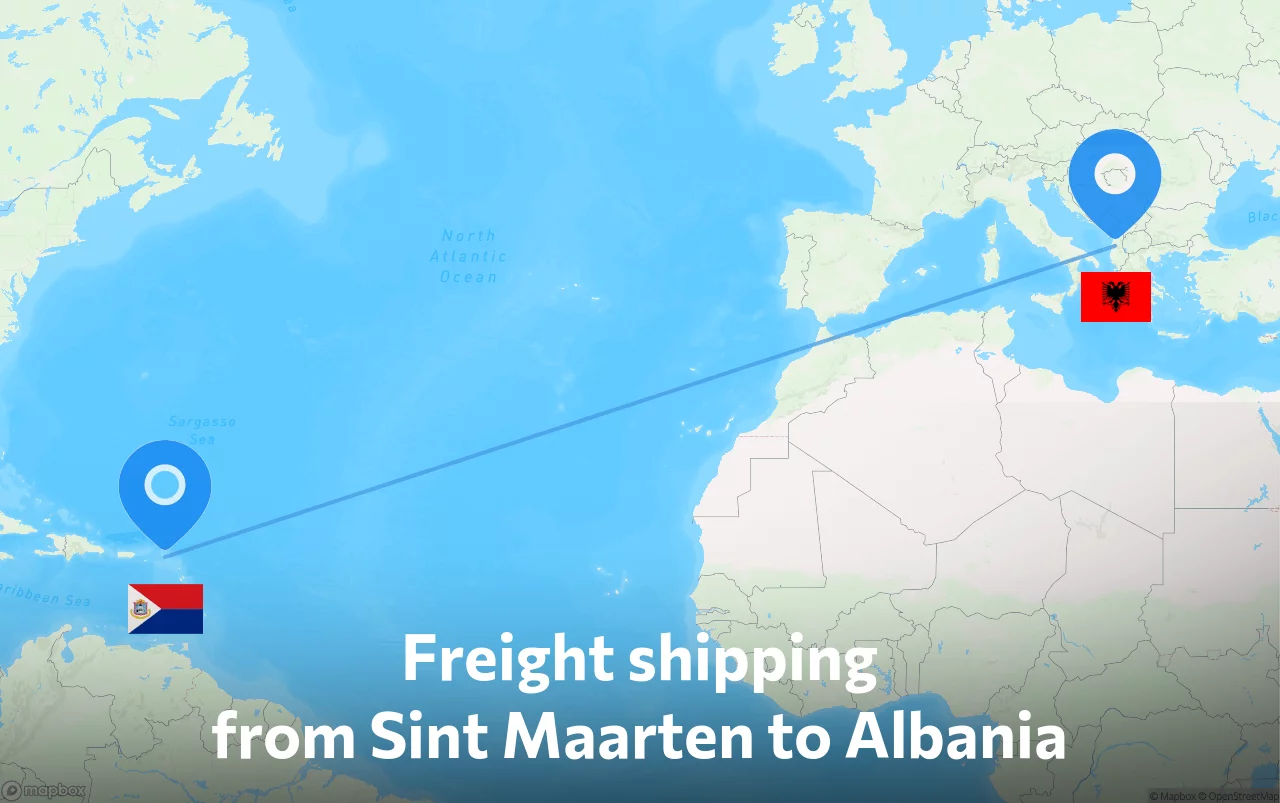 Shipping route from Sint Maarten to Albania