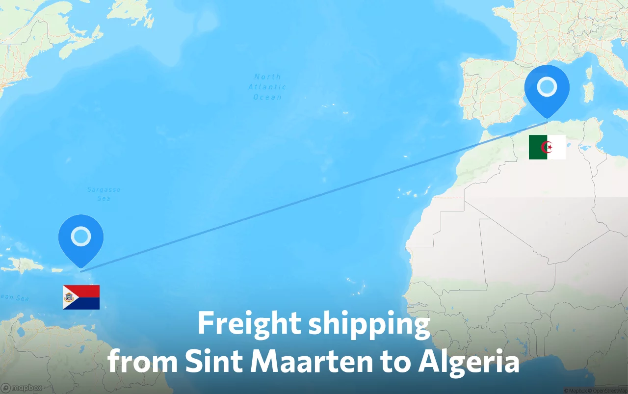 Shipping route from Sint Maarten to Algeria