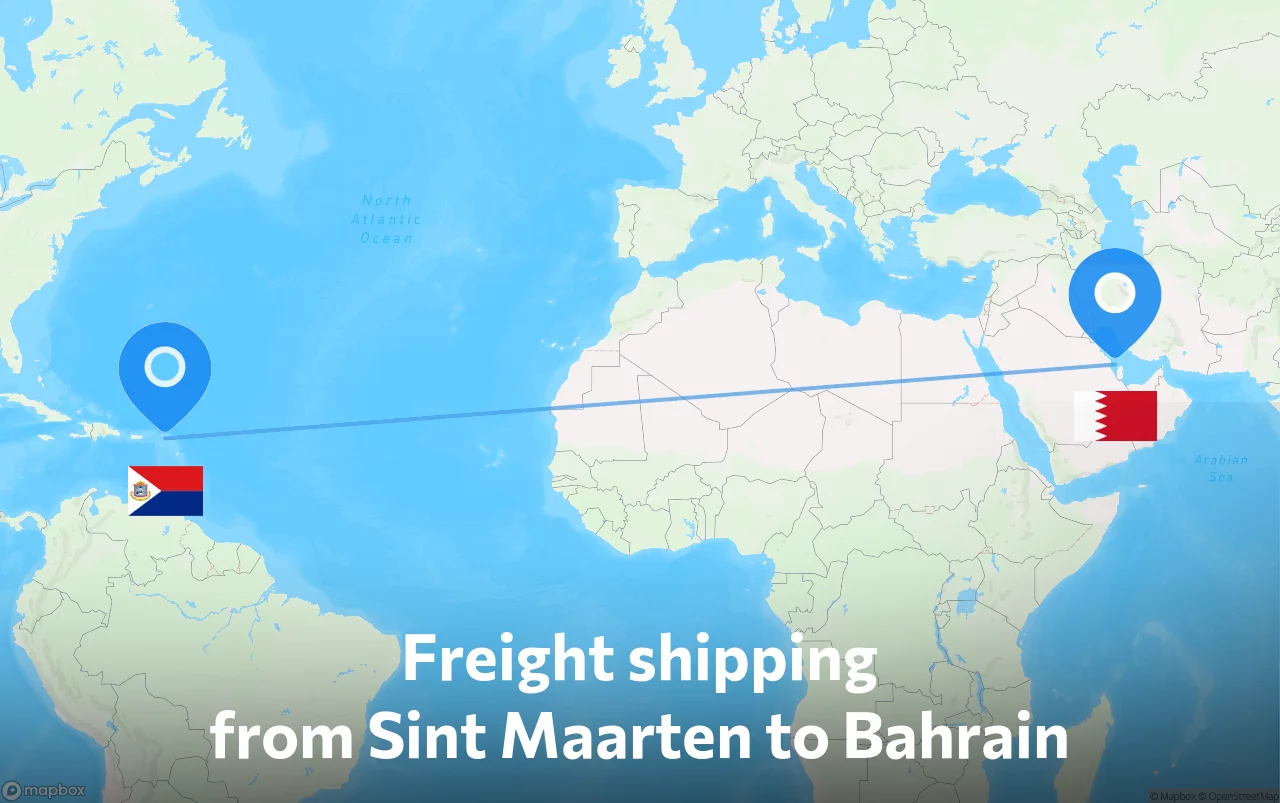 Shipping route from Sint Maarten to Bahrain