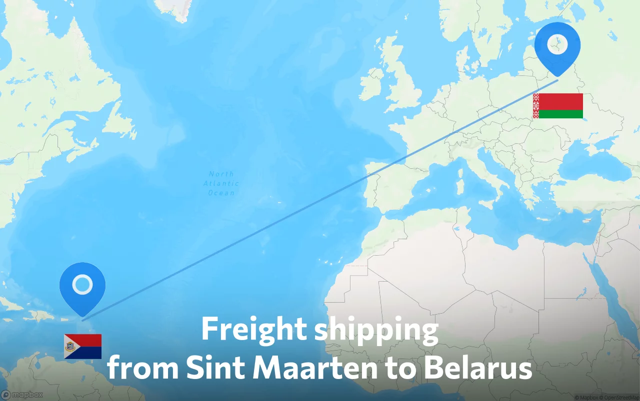Shipping route from Sint Maarten to Belarus