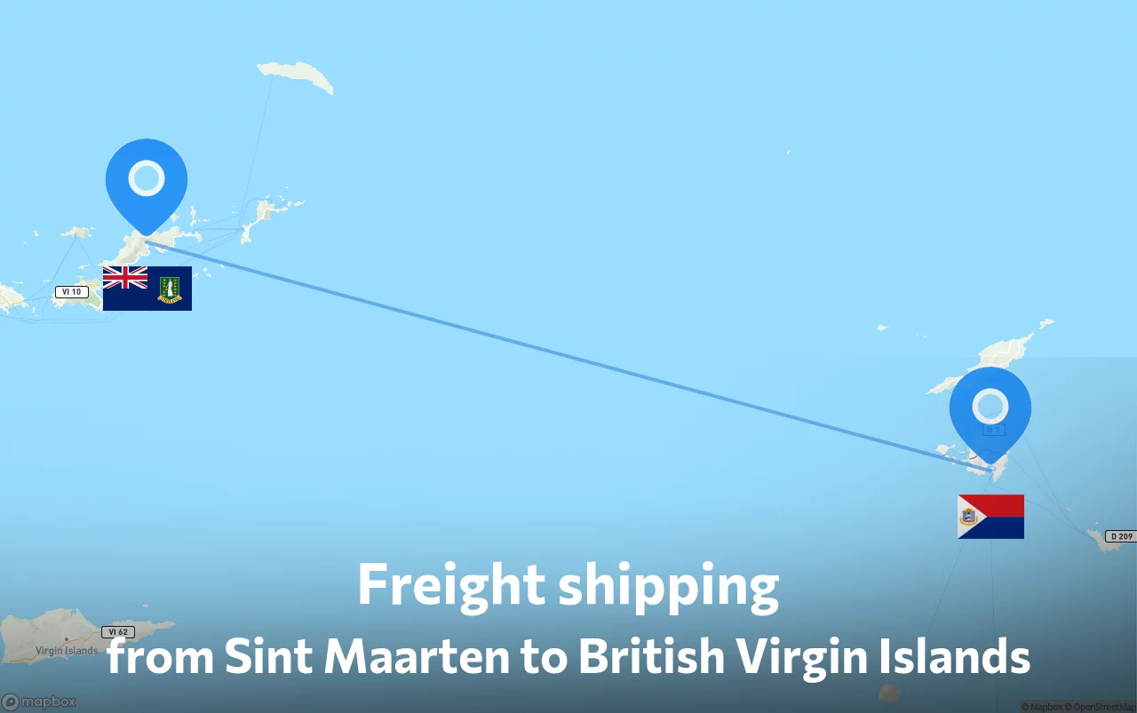 Shipping route from Sint Maarten to British Virgin Islands