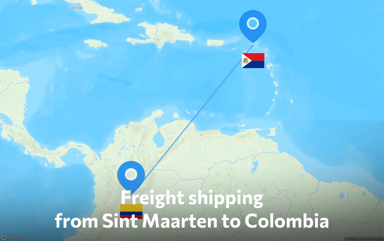Shipping route from Sint Maarten to Colombia